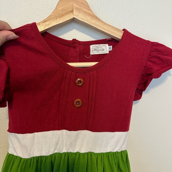Pearls and Piggytails Christmas Flutter Sleeves Ruffle Dress Kids - Picture 7 of 7